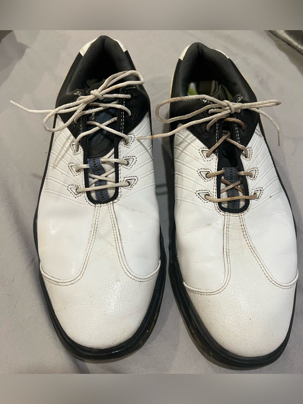 Men's White and Blue Golf Shoes - Classic Lace-Up Comfort l 11
